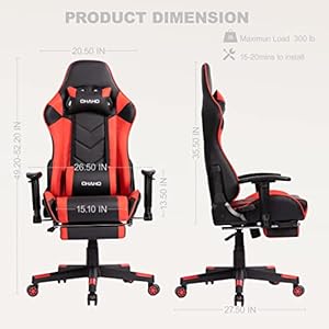 Ohahogamingchairracingstyleofficechairadjustablemassagelumbarcushionswivelrockerreclinerhighbackergonomiccomputerdeskchairwithretractablearmsandfootrestblackred Urban Country Home Decor Ohaho gaming chair racing style office chair adjustable massage lumbar cushion swivel rocker recliner high back ergonomic computer desk chair with retractable arms and footrest blackred urban country home decor