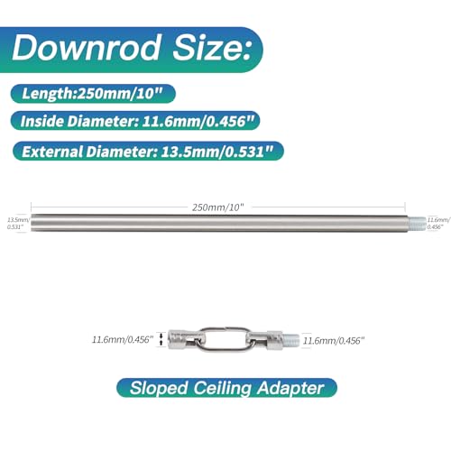 Image of Brushed Nickel M12 Threaded Extension Rod for Pendant Light, Island Lighting, Chandeliers,lighting fixture downrods & stems,10 Inches