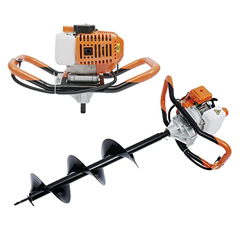 SanBouSi 52CC - Trivella a 2 tempi, a benzina, da giardino, per trapano, per palizzate di legno, con 3 punte