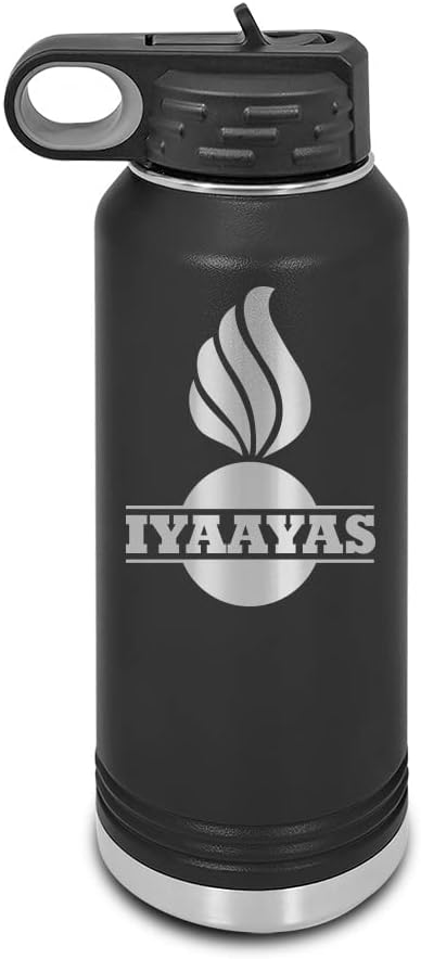 RDW IYAAYAS Laser Engraved Water Bottle Customizable Polar Camel Stainless Steel with Straw - pisspot bomb munitions ammo ammos Black 32 oz