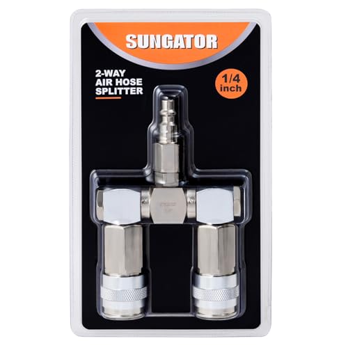 SUNGATOR 2 Way Air Hose Splitter, 1/4 Inch Air Hose Fitting, 1/4'' Quick Connect Manifold Fitting...