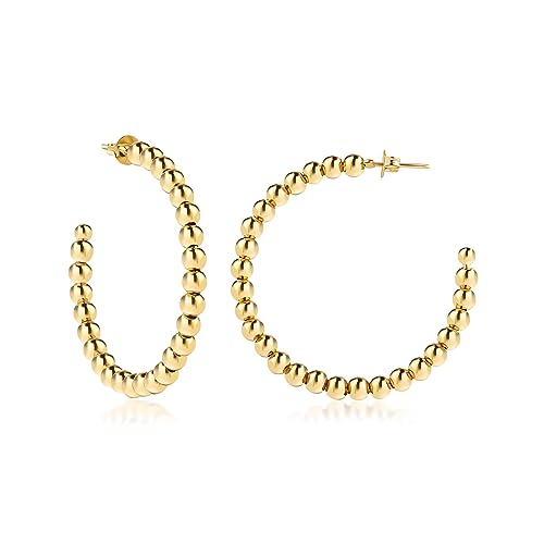 Barzel 18K Gold Plated Ball Hoop Earrings - Made In Brazil