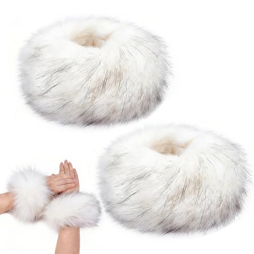 PH PandaHall Manchettes en Fausse Fourrure Manchons en Fibre Blanche Bracelets Duveteux Manchettes en Fourrure pour Noël Déguisements Cosplay Accessoires de Fête Sport Yoga Ski Décoration pour Femmes
