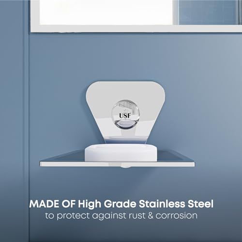 Image of USF Stainless Steel Single Soap Dish for Bathroom, Wall Mounted Soap Holder for Shower & Wash Area, Compact Utility Design, Chrome Finish, 3 Years Warranty, Pack of 1 - Pyramid