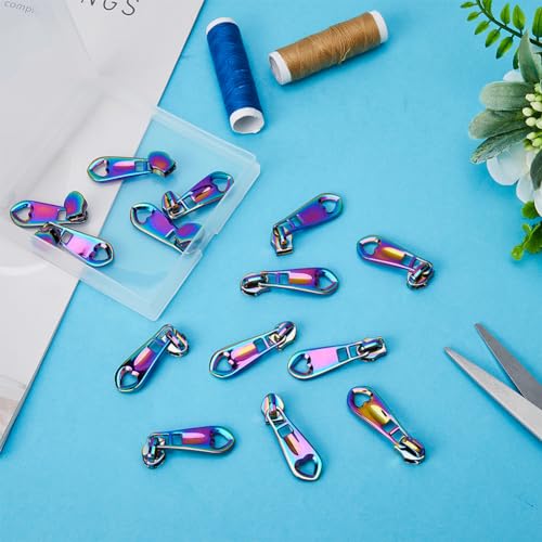 GORGECRAFT 1 Box 14Pcs Rainbow Heart Shaped Zipper Pulls Replacement Metal Zipper Sliders Alloy Zipper Pulls Tabs Zipper Repair Kit for Purse Handbag Making Craft Sewing Diy Tailor Luggages Bags - Image 4