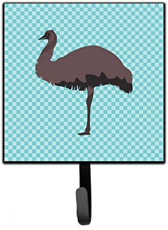 Caroline's Treasures BB8096SH4 Emu Blue Check Leash or Key Holder, Wall Hooks, Key Hooks Holder, Coat Rack Wall Mount, Coat Hooks, Hooks for Hanging Keys, Towels, Aprons, Leashes, image 2