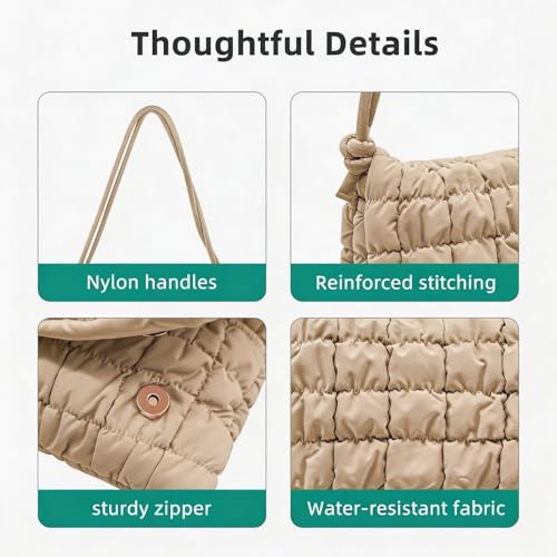 Image of NAARIAN Shoulder Bag for Women, Small Puffer Crescent Hobo Bag, Trendy Waterproof Clutch with Magnetic Closure | Trendy