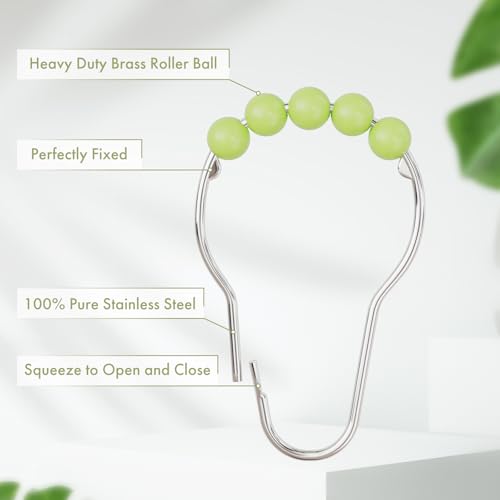 Image of Amazer Shower Curtain Hooks, Decorative Shower Curtain Hooks, Colorful Shower Curtain Hooks, Rustproof Stainless Steel Shower Hooks for Bathroom Shower Curtain-Set of 12