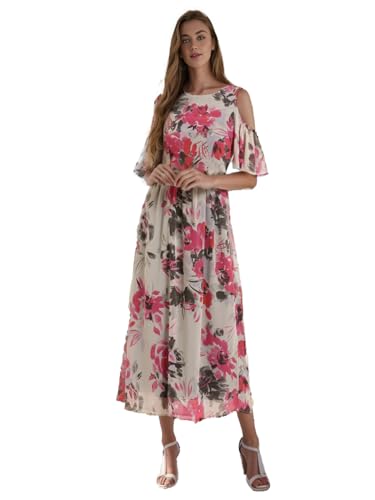 Robe longue évasée polyester femme gris S chic et décontractée