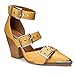 Migpuel Western Sandals for Women Chunky Wedge Heels Pointed Toe Pumps Ankle Strap Metal Buckle Strappy Heels Comfortable Fashion Casual Dress Shoes Banana,11