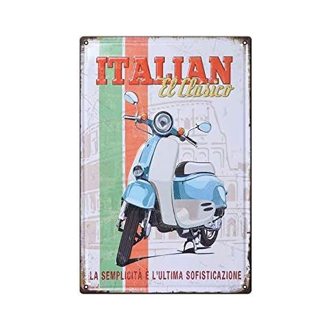 Boggevi Kells Vespa Scooter Motorcycle Badge for Wall Decoration for Garage or Home Bar Retro Resterant Decor Tin Sign Art Decore(ITALIAN) - Tin signs Metal Poster Gift 200mm x 300mm Cover