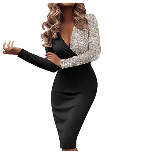 MICKURY Sexy Kleider Damen,Midi Kleider Damen Elegant Leder Kleider Damen...