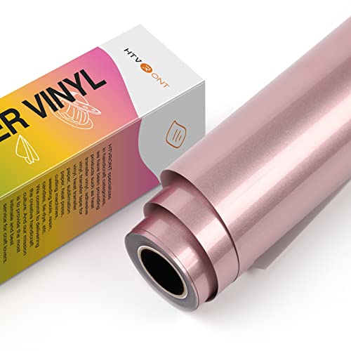 HTVRONT Plotterfolie Textil-12in x10ft Flexfolie Plotter Textil für Silhouette Cameo, Verwendet in DIY-T-Shirt-Kleidung (Roségold) Cover