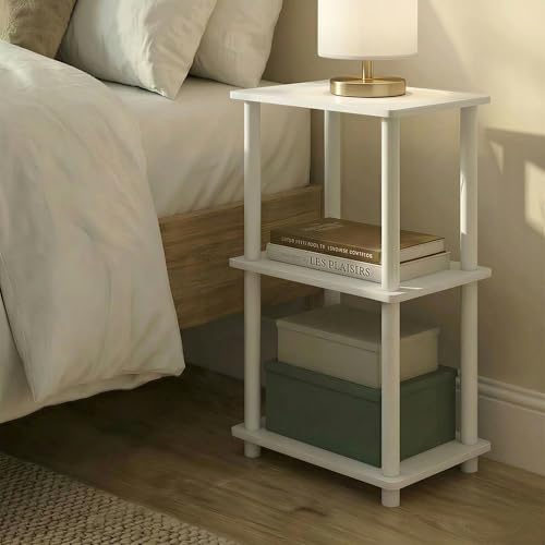 Furinno Turn-N-Tube Storage Shelves, 3-Tier Open Frame Book Shelf, Standing Corner Shelf, Toolless Assembly, Open Shelves, for Organization and Storage, Living Room, Garage, Home Office, White - image 4