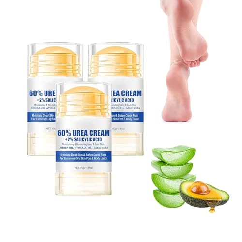 3Pcs Crema Para Pies con Urea, 2025 Barra Reparadora Talones Agrietados, Crema Hidratante para Pies, para Secos y Agrietados, Manos, Codos (Blanco)