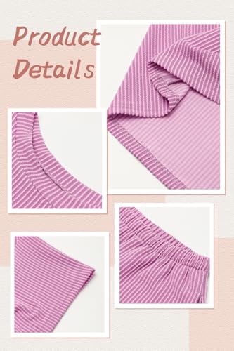 Image of Womens Pajama Sets 2 Piece Pjs Sleepwear Soft Comfy Short Sleeve Tops and Shorts Lounge Set Loungewear Outfit