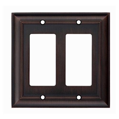 allen + roth Cosgrove 2-gang Double Decorator Light Switch Cover Outlet Cover Wall Plate Oil Rubbed Bronze Z1768RR-EORB-N