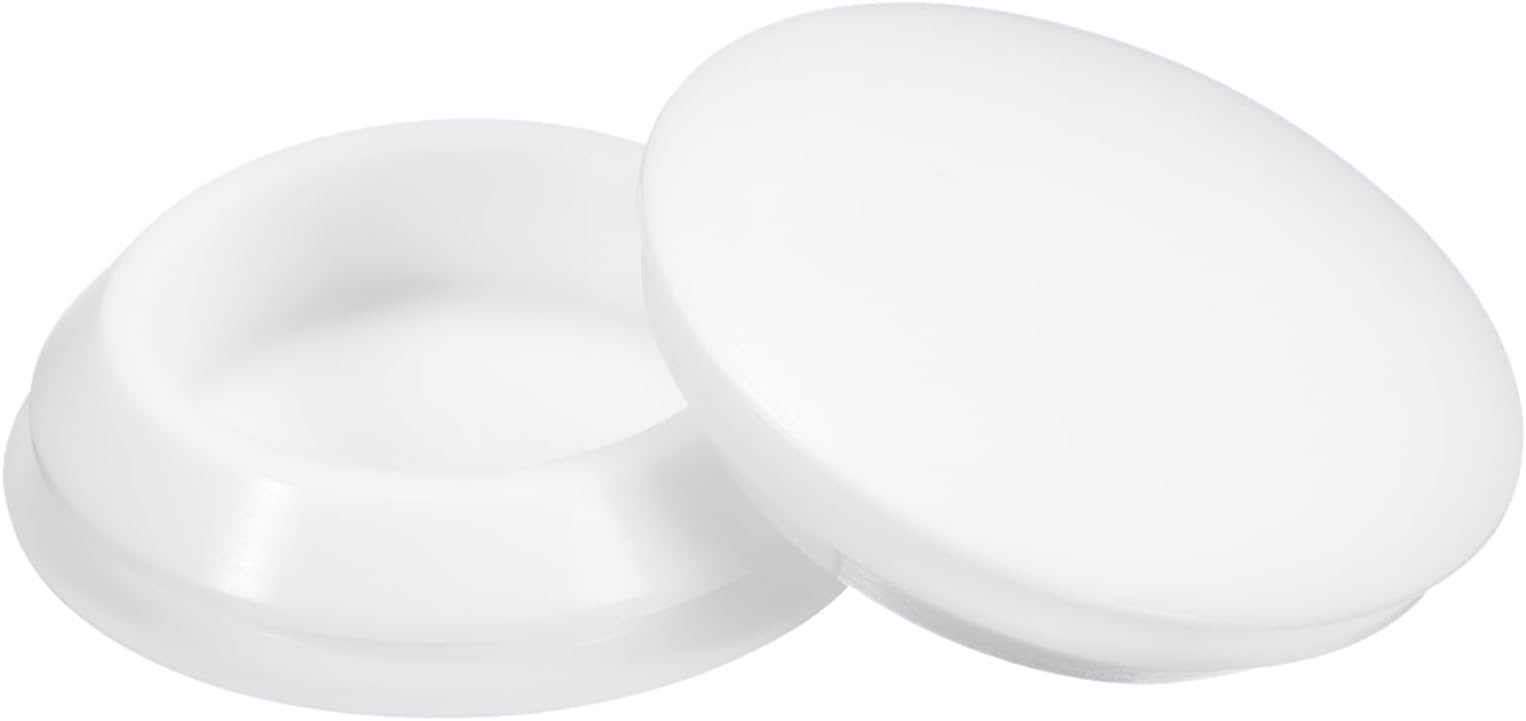 sourcing map 2 Pcs Silicone Plugs, Rubber Round Snap in Locking Hole Plugs for 35-38mm Hole, Hole Stoppers Waterproof Hole Plug for Metal Tube, Furniture End Caps Inserts, White