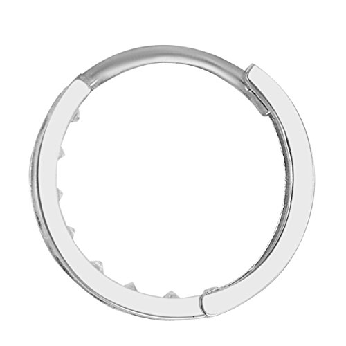 14k REAL White Gold 2mm Thickness CZ Channel Set Hoop Huggie Earrings (12 x 12 mm)4