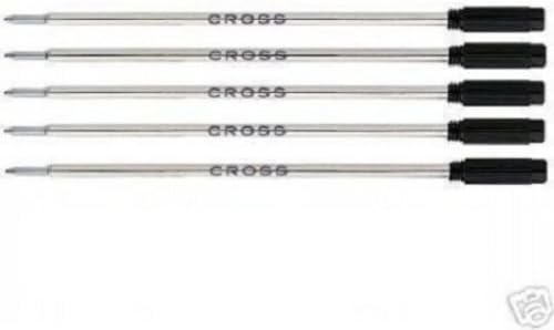 5 Genuine Cross Medium Ballpoint Black Refills (Bulk Pack)