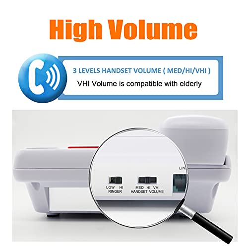 Big Button Phone For Elderly - Amplified Corded Phone Home Landline Phone Senior With Extra Loud Ringer White #TOP5