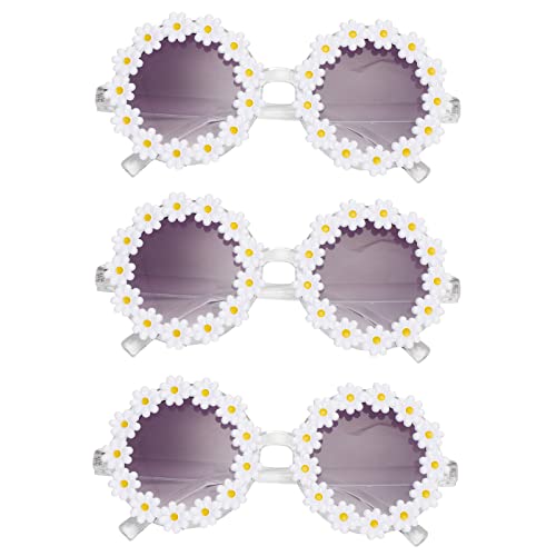 3 Packs Daisy Sunglasses Daisy Flower Shape Round Glasses Toddler Kids Girl Daisy Flower Round Anti-UV Sunglasses - Main Image