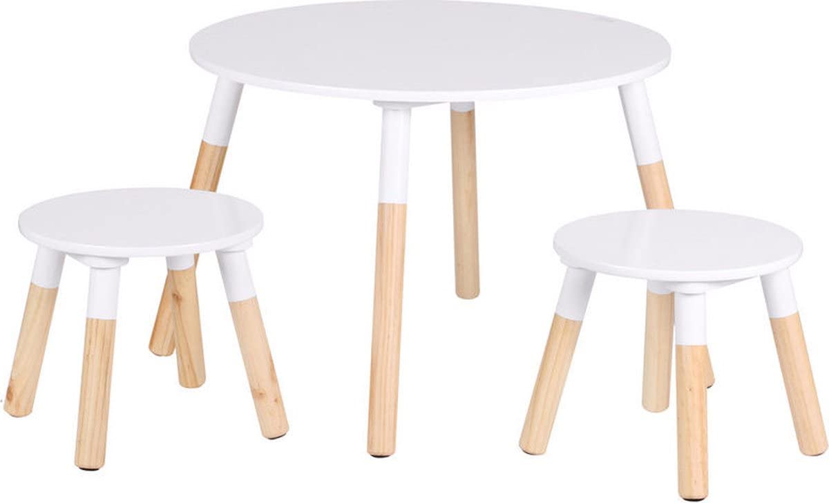 Table Moderne Bois Naturel Pieds Blancs - Life Like