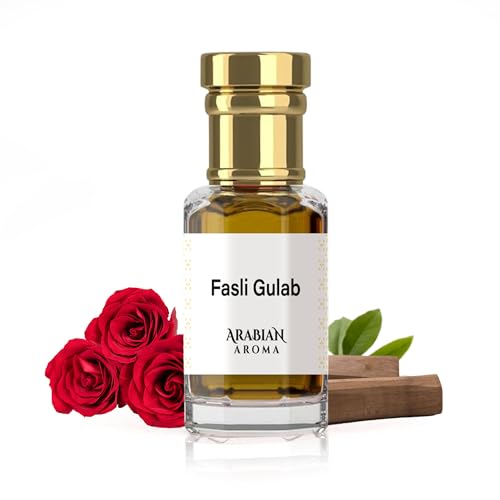 Arabian Aroma Fasli Gulab Attar | Traditional Indian Red Rose Perfume Fragrance | Long-Lasting Oil-Based Attar for Men & Women | 100% Pure Rose Essence Perfume | Alcohol Free (6ml)
