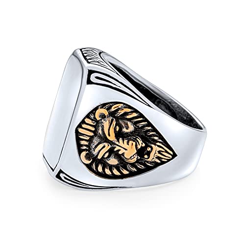 Bague lion homme argent .925 massif rectangle vintage - 4