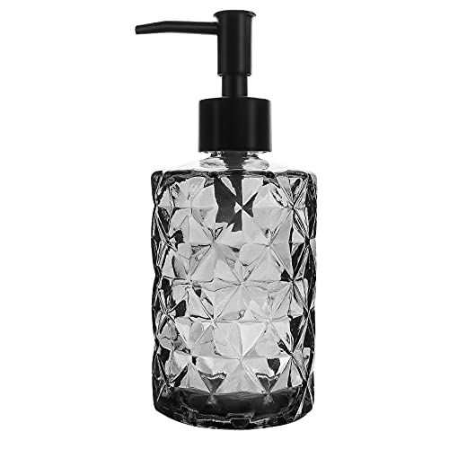 Topsky Glass Soap Dispenser with Plastic Pump 330ml Liquid Hand Soap Dispenser Rustproof Pump for Kitchen & Bathroom Great for Lotions Essential Oil Liquid Soaps (Black)