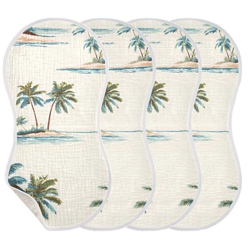 Bolaz Baby Burp Cloths 2 Pack,Palm Trees Pattern,Feeding Cloths Face Towel Super Absorbent Soft Cotton Burping Rags Feeding Bibs2