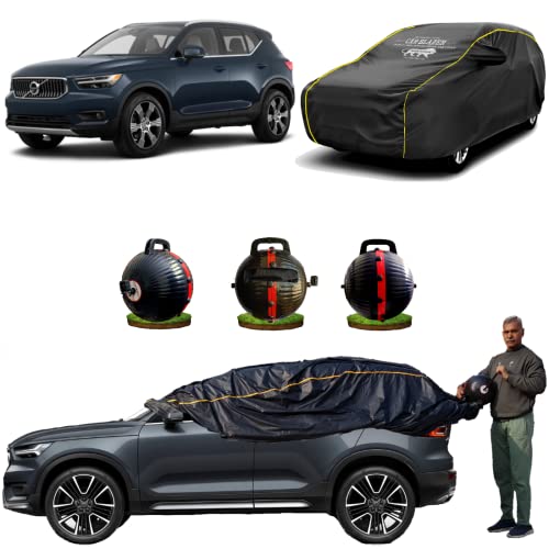 Image of CARBLAZER Portable & Semi-Automatic Full Body Car Covers: Heavy Duty Device| Anti-Theft| Dust & Scratch Proof | Water & Wind Resistant|Custom Fit| Dual-Side Cover, Compatible for Volvo XC 40