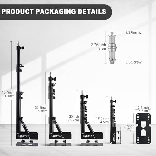 LOMTAP Ring Light Wall Mount Adjustable 45.7" Boom Arm Stand for Photography Lighting Studio, Camera Triangle Wall Mount, Sturdy Alloy Support for Salon, Tatto Light, Barber Shop, Strobe by LOMTAP - Image 5