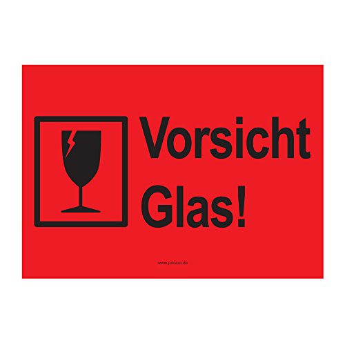 PRICARO Umzugsaufkleber Vorsicht Glas rot A6 15 Stück