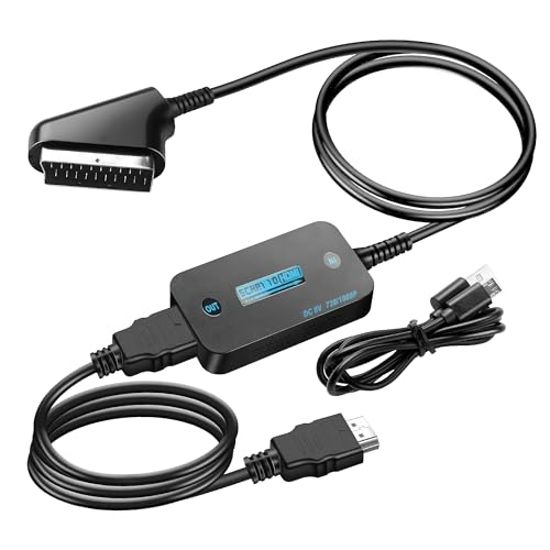 Cable convertidor euroconector a HDMI macho de entrada euroconector a HDMI adaptador de salida con interruptor 720P/1080P para VCR, VHS, DVD, STB, Sky Box, PS2, PS3, Wii a HDTV y proyector