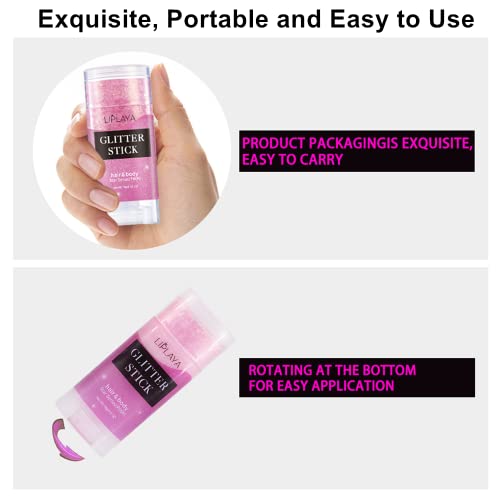 Mysense Gold Body Glitter Stick, Singer Concerts Face Glitter Gel, Holographic Mermaid Sequins Chunky Glitter, Music Festival Rave Hair Accessories Glitter Makeup For Women, 0.56Oz #TOP1