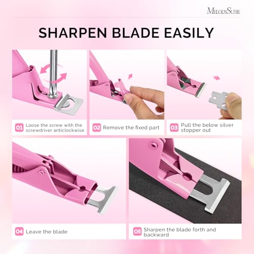 MelodySusie Acrylic Nail Clippers with 15pcs Magnet Sizers, Professional Nail Clippers Cutters for Long Acrylic Gel Nails Tips, Adjustable Stainless Nail Trimmer, Manicure Tool for Salon Home, Pink