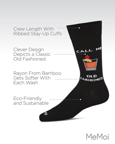 MeMoi Men's Call Me Old Fashioned Rayon Novelty Crew Sock3