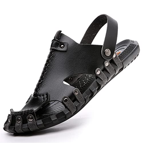 Handmade Sandals Solid Outdoor Beach Shoes Male Lightweight Breathable Non-Slip Man Casual Sandals(D,43)