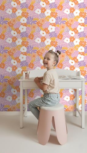 Papier peint fleurs style Matisse multicolore pour rénover un mur