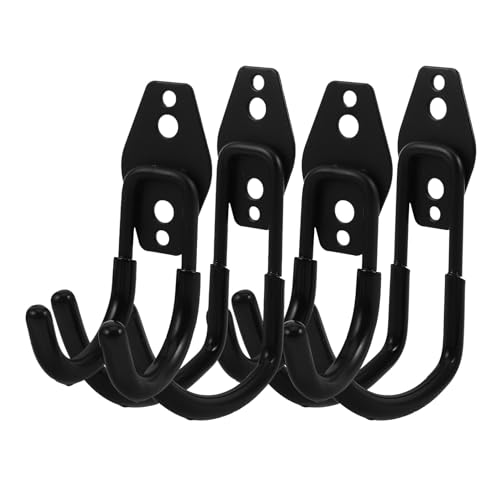 ledmomo 4個 重型ガレージ壁掛けフック 耐荷重設計の属製収納フック 工具 はしご ホース用 ブラックコーティングで錆びにくい 自転車収納対