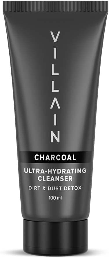 Villain Men's Charcoal Ultra-Hydrating Face Cleanser For Oil & Dirt Removal 100 ML | Face Wash for Anti-Pimple and Anti-Dirt | Suitable for All Skin Types