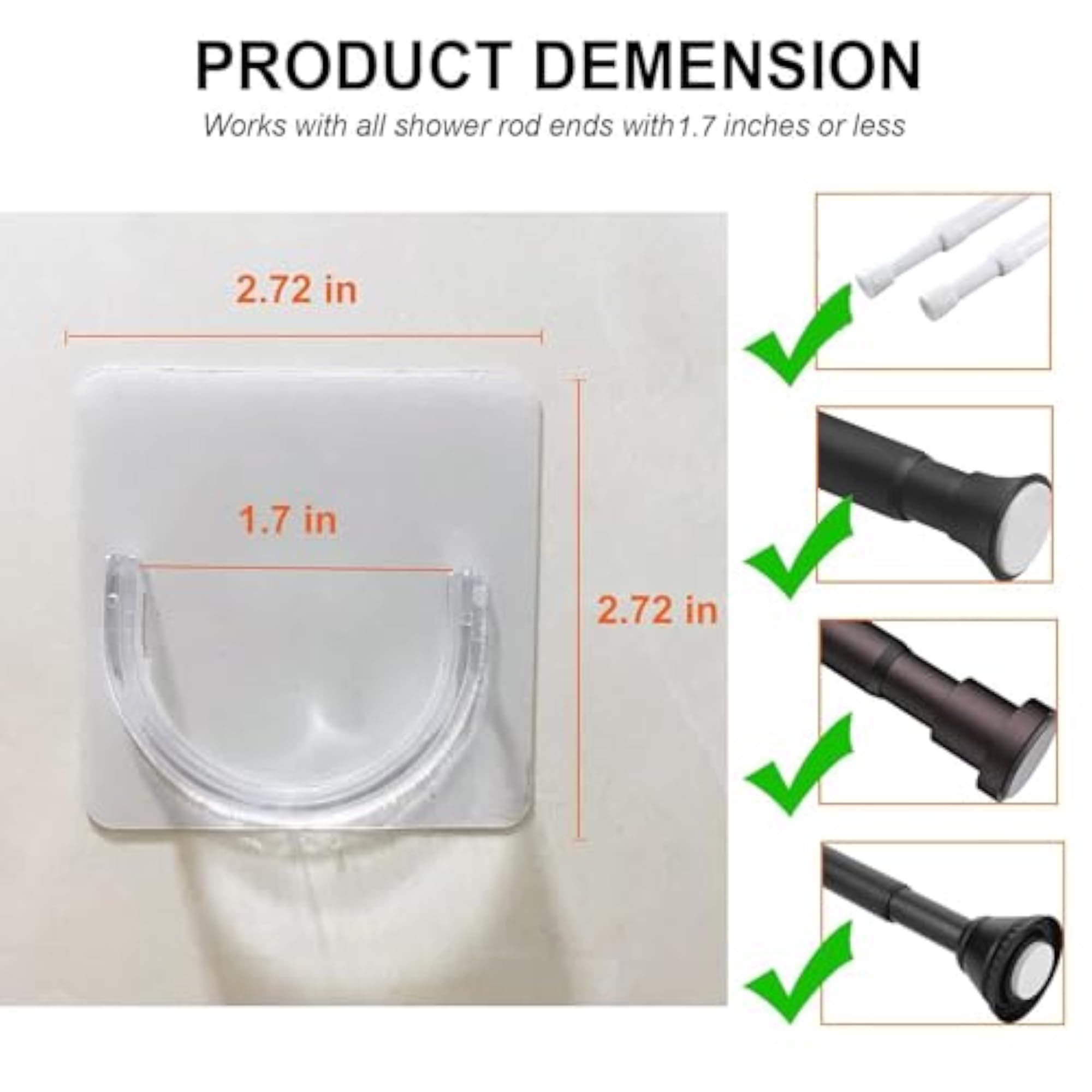 Transparent Curtain Rod Holder for Bathroom