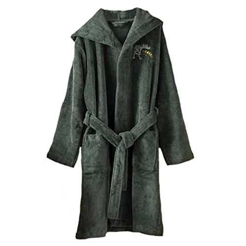 ENGLISH HOME Bademantel Kinder mit Kapuze, Absorbierende Flauschig Kinderbademantel M&auml;dchen oder Junge, Morgenmantel, Dinosaurier, 6-8 Jahre, Gr&uuml;n