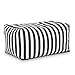 All Weather-Resistant Patio Outdoor Bean Bag Chair Ottoman Filled with Supportive Polystyrene Beads | Black & White Strips Soft Plush Cozy Fluffy Best for Deck Porch Poolside Highly Comfortable