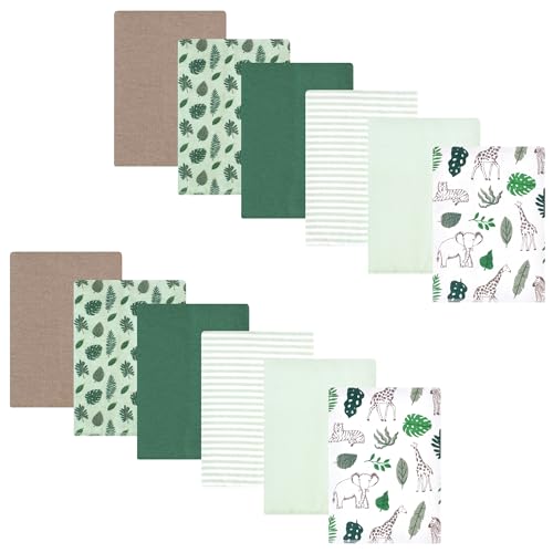 Image of Hudson Baby Unisex Baby Flannel Burp Cloth 12pk, Jungle, One Size