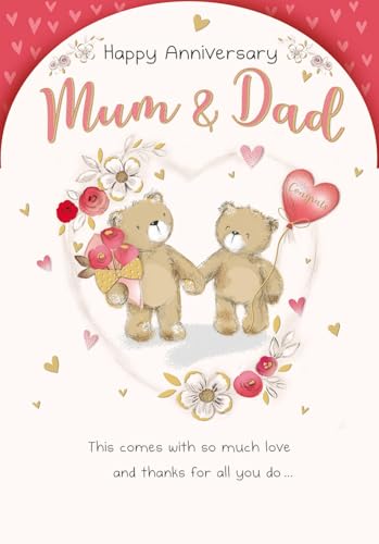 Anniversary Card Happy Anniversary Mum& Dad - 9 x 6 inches - Regal Publishing