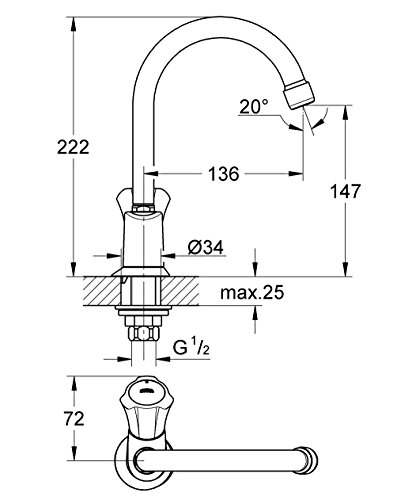 Grohe Costa L - Grifo de una agua Ref. 20393001