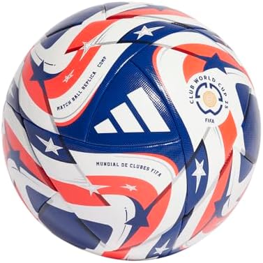 adidas FIFA Club World Cup Competition Ball - Thermally Bonded Seamless Construction, FIFA Quality Pro Certified, Bold Design Inspired by Flags and Stars (White/POBLUE/DKBLUE/Lucre, 4)