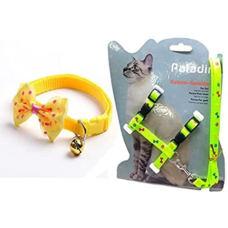 Woofy 1Pc Cat Collars with Bow Tie and Bell 1Pc Cat Body Paw n Bone Print Harness Leash Nylon Set 10mm Adjustable Puppies Kitten Or Certain Puppies Necktie Collar, Pack of 2 (Color May Vary) (B09ZYK6GMF) Amazon Price History, Amazon Price Tracker